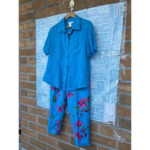 Annie Alexander linen blend resort wear 2 piece set size 8/medium - Picture 2 of 12